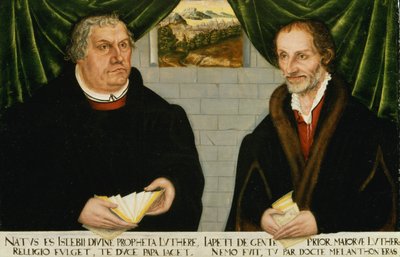 Doble Retrato de Martín Lutero (1483-1546) y Felipe Melanchthon (1497-1560) de Lucas Cranach the Younger